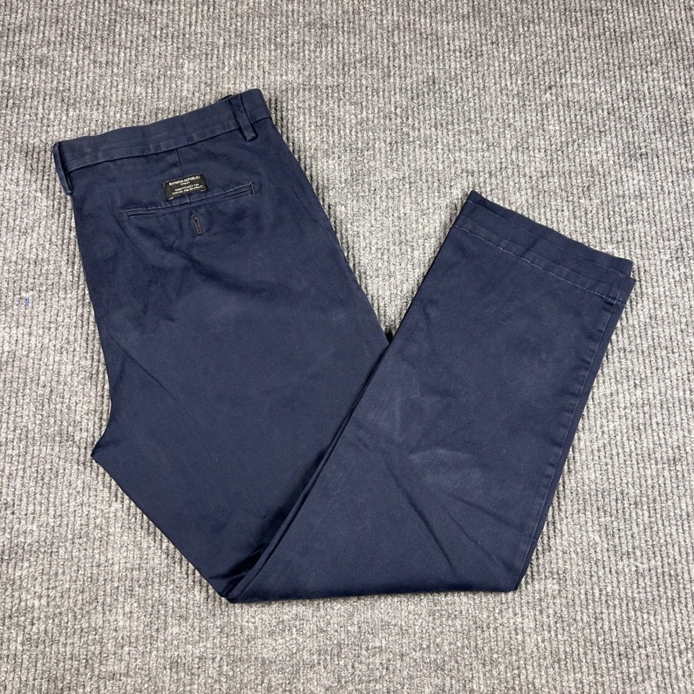 Banana Republic Pants Mens 36x32 Aiden Slim Fit Chino Navy Blue Cotton Trousers